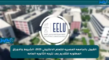 القبول بالجامعة المصرية للتعلم الإلكتروني 2025: الشروط والأوراق المطلوبة للتقديم بعد نتيجة الثانوية العامة